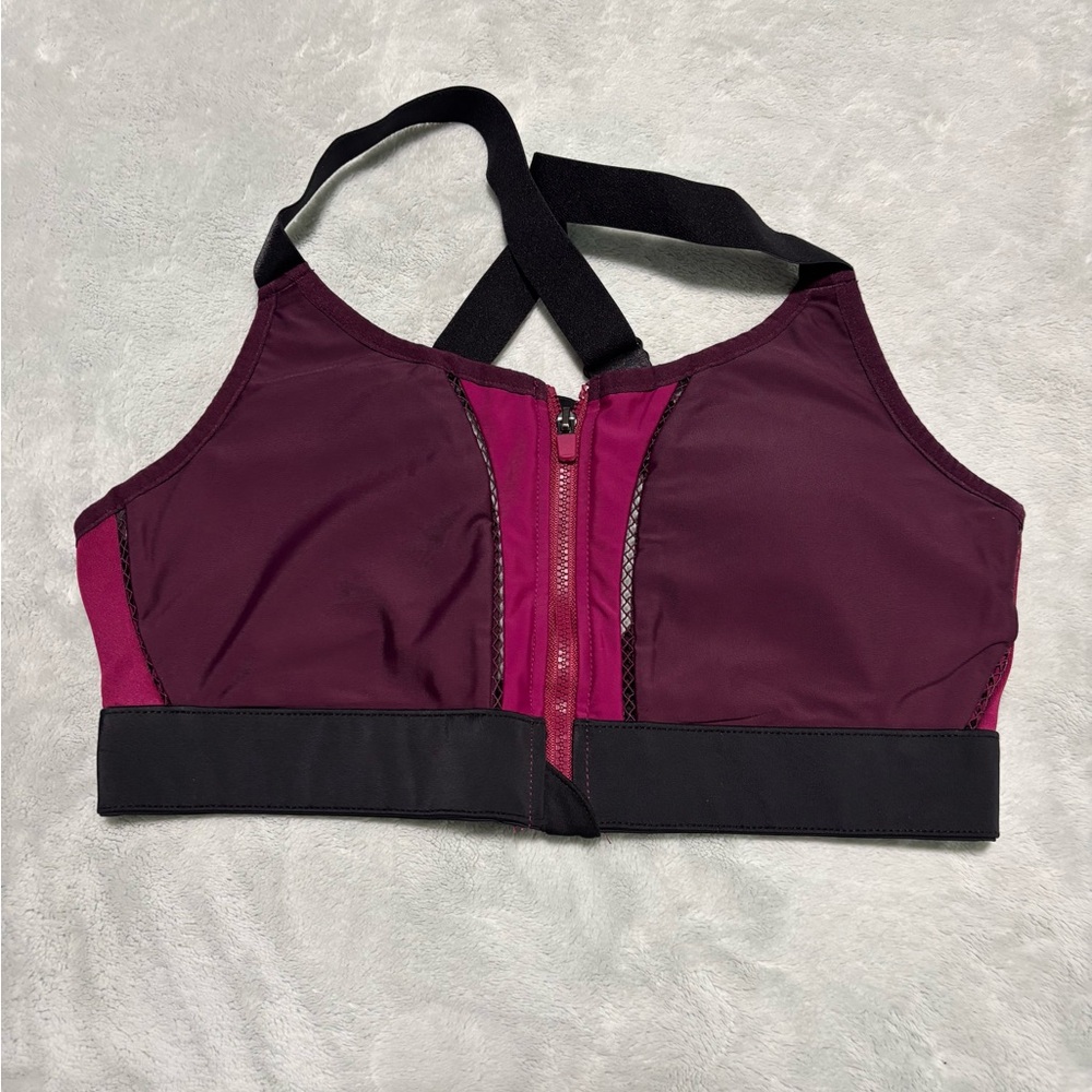 Fabletics Burgundy and Black Sports Bra NWOT